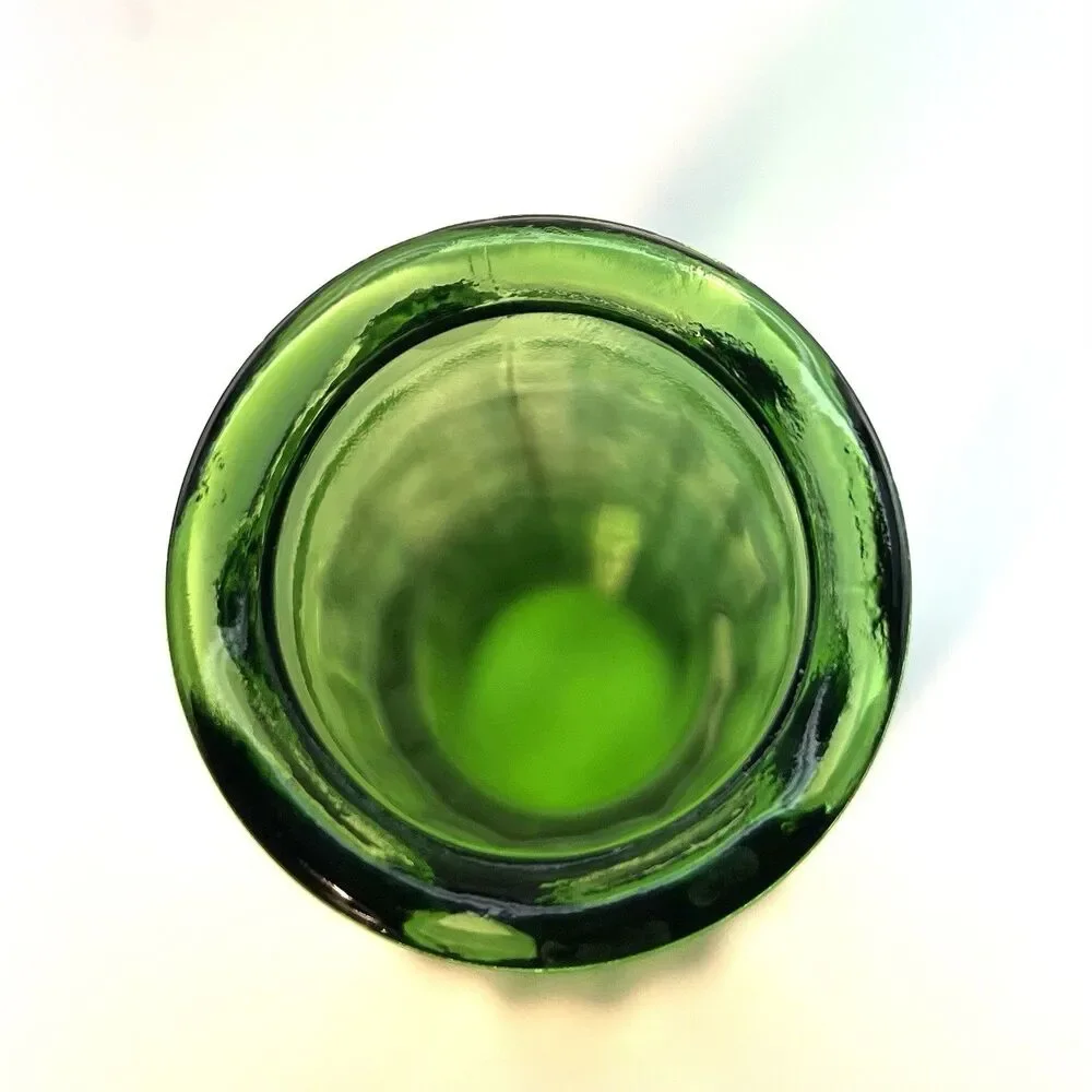 Vintage-Retro Emerald Green Bud Vase-Ribbed Base/Scalloped Rim –Numbered 9”